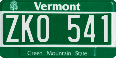VT license plate ZKO541