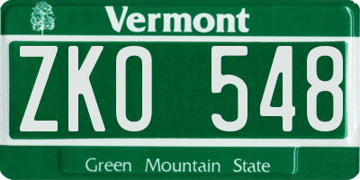 VT license plate ZKO548