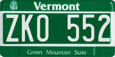 VT license plate ZKO552