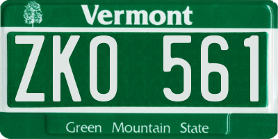 VT license plate ZKO561