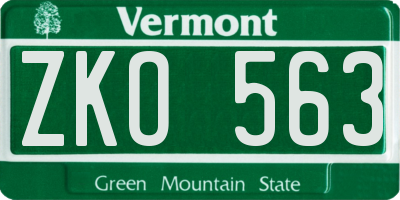 VT license plate ZKO563