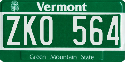 VT license plate ZKO564