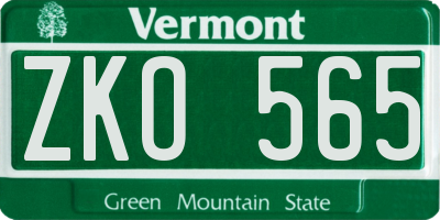 VT license plate ZKO565