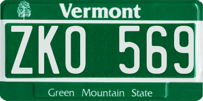 VT license plate ZKO569