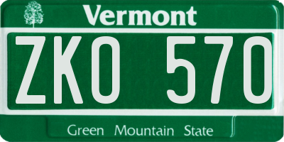 VT license plate ZKO570
