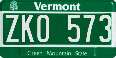 VT license plate ZKO573