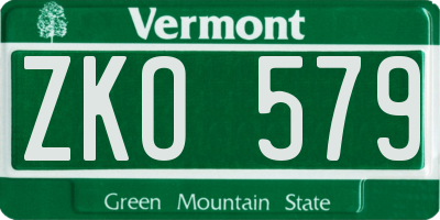 VT license plate ZKO579