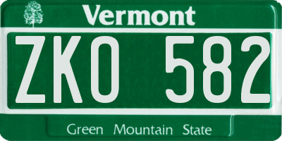 VT license plate ZKO582
