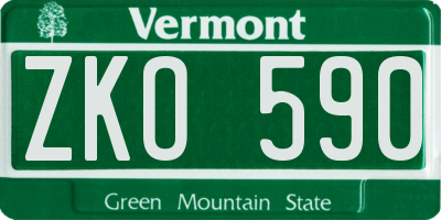 VT license plate ZKO590