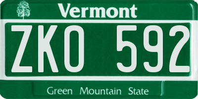 VT license plate ZKO592