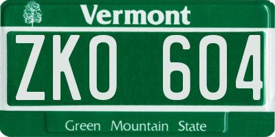 VT license plate ZKO604