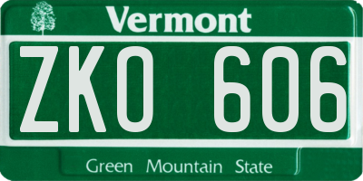 VT license plate ZKO606