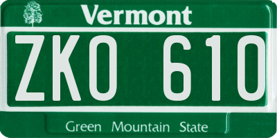 VT license plate ZKO610