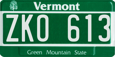 VT license plate ZKO613