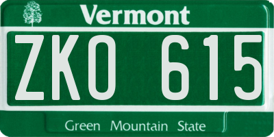 VT license plate ZKO615