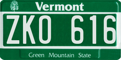 VT license plate ZKO616