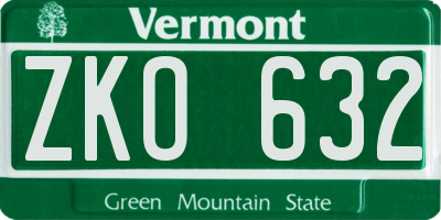 VT license plate ZKO632