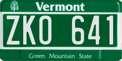 VT license plate ZKO641