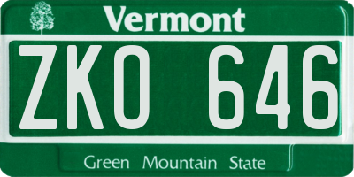 VT license plate ZKO646