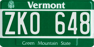 VT license plate ZKO648