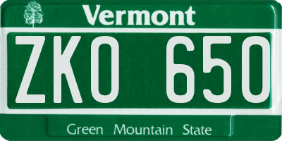 VT license plate ZKO650