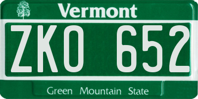 VT license plate ZKO652