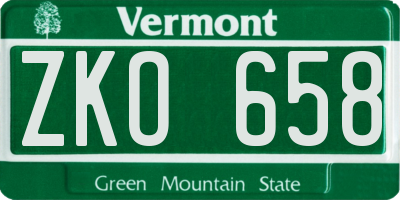 VT license plate ZKO658