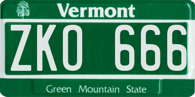 VT license plate ZKO666