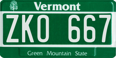 VT license plate ZKO667