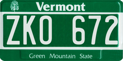 VT license plate ZKO672