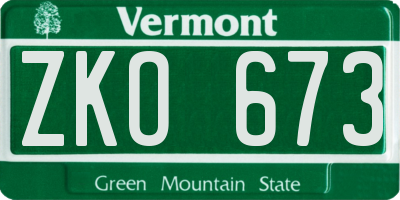 VT license plate ZKO673
