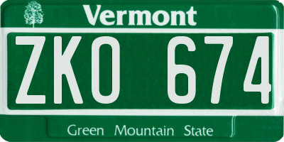 VT license plate ZKO674