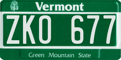 VT license plate ZKO677