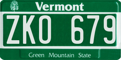 VT license plate ZKO679