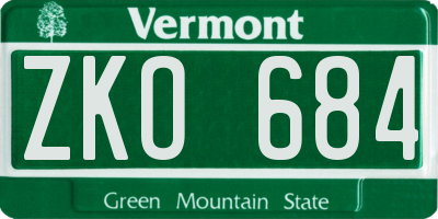 VT license plate ZKO684