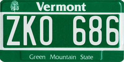 VT license plate ZKO686