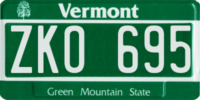 VT license plate ZKO695