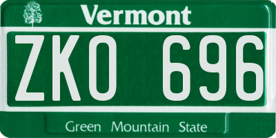 VT license plate ZKO696