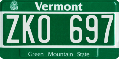 VT license plate ZKO697