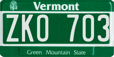 VT license plate ZKO703