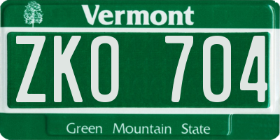 VT license plate ZKO704
