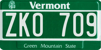 VT license plate ZKO709