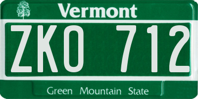 VT license plate ZKO712