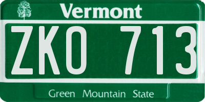 VT license plate ZKO713