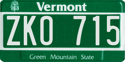 VT license plate ZKO715