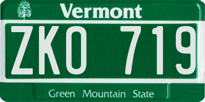 VT license plate ZKO719