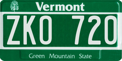 VT license plate ZKO720