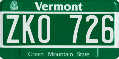 VT license plate ZKO726