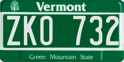 VT license plate ZKO732
