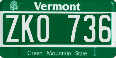 VT license plate ZKO736